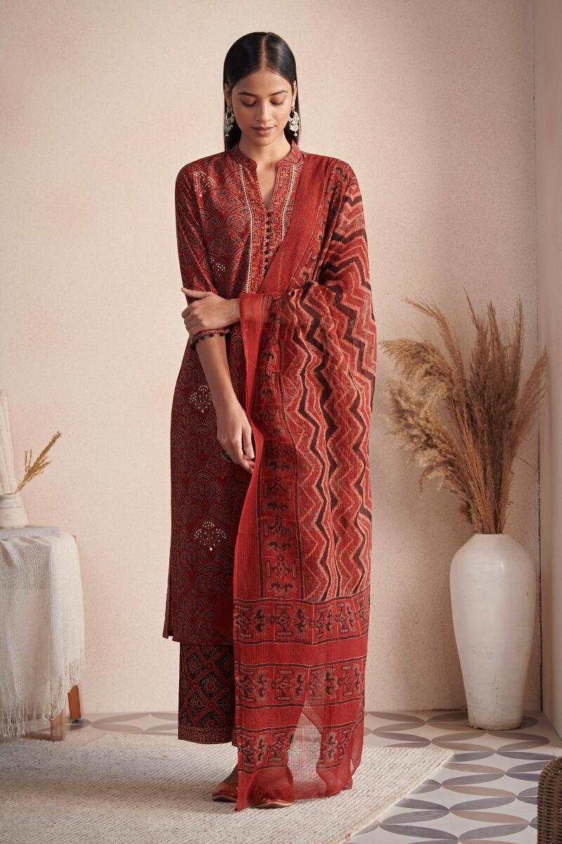 Ajrak Block Printed Straight Cotton Kurta