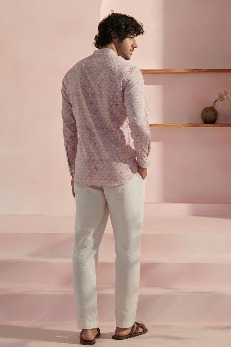 Pink Block Printed Cotton Shirt