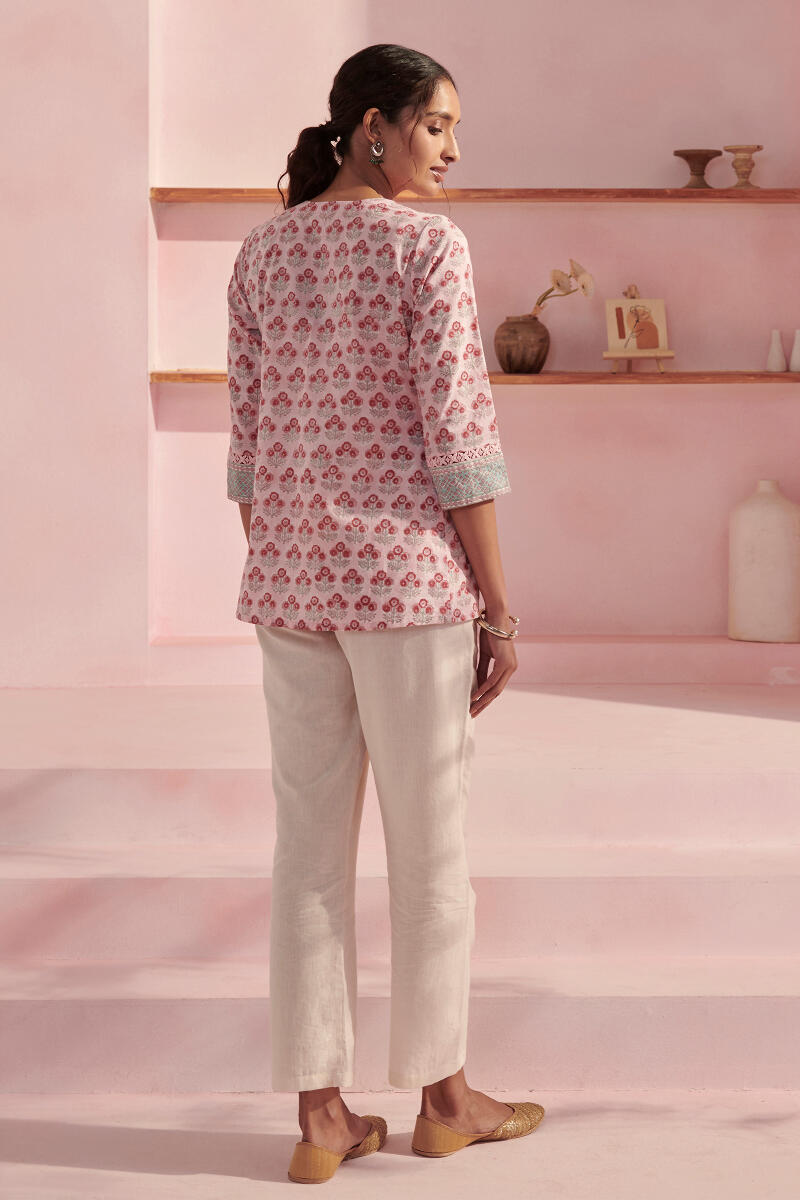 Pink Block Printed Cotton Top