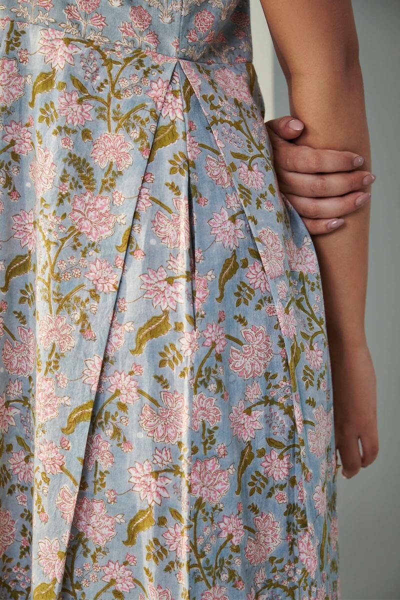Grey Block Printed Cotton Dress