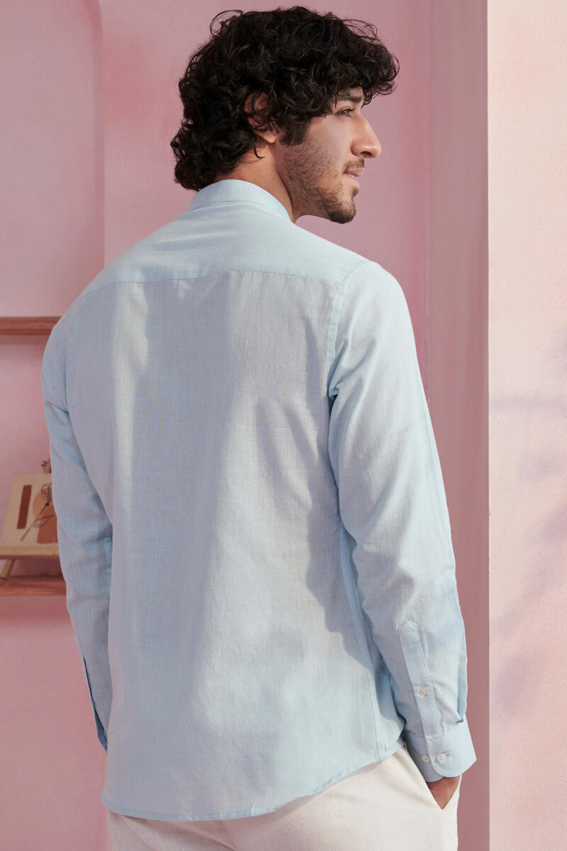 Light Blue Handcrafted Cotton Shirt