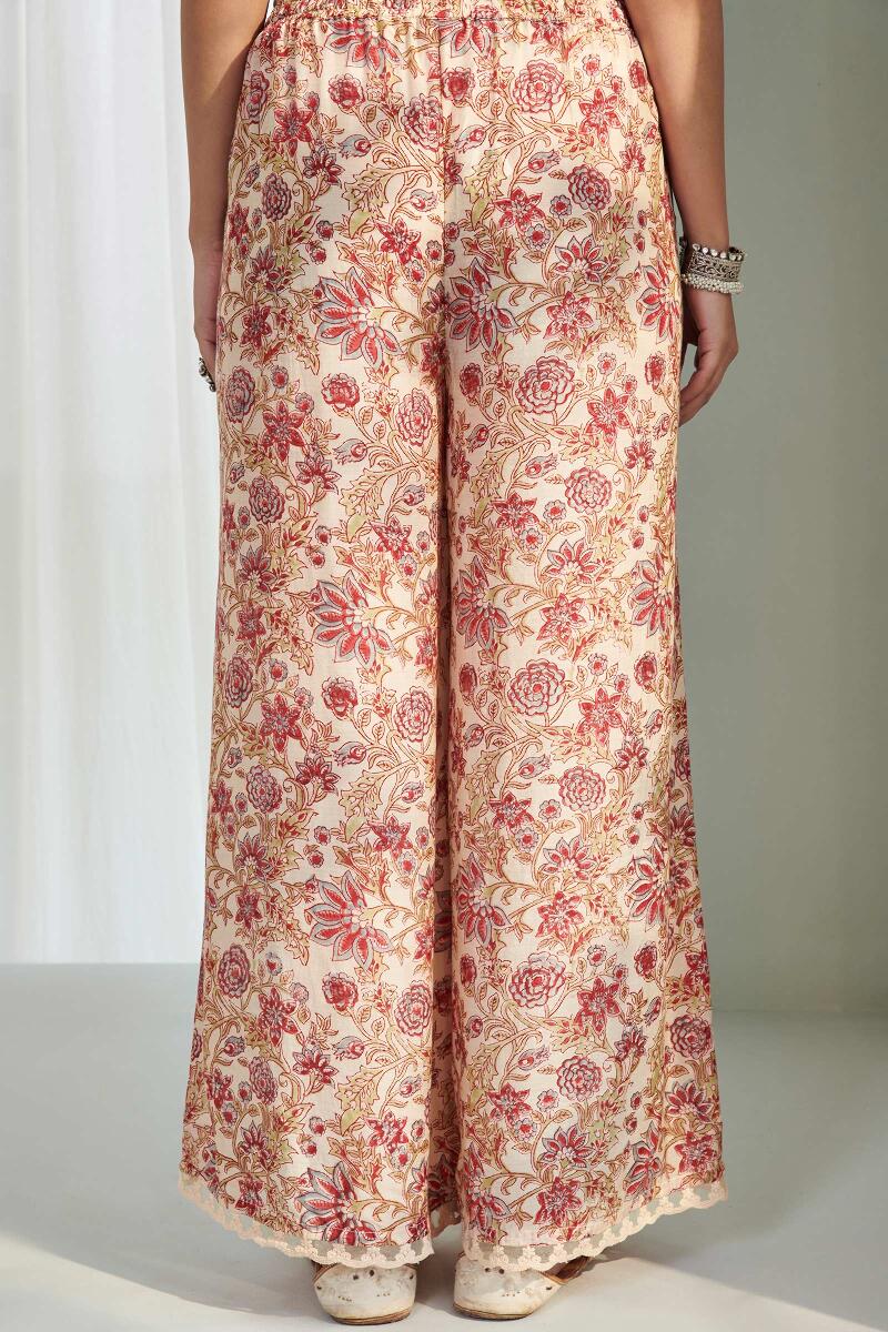 Beige Block Printed Modal Palazzo