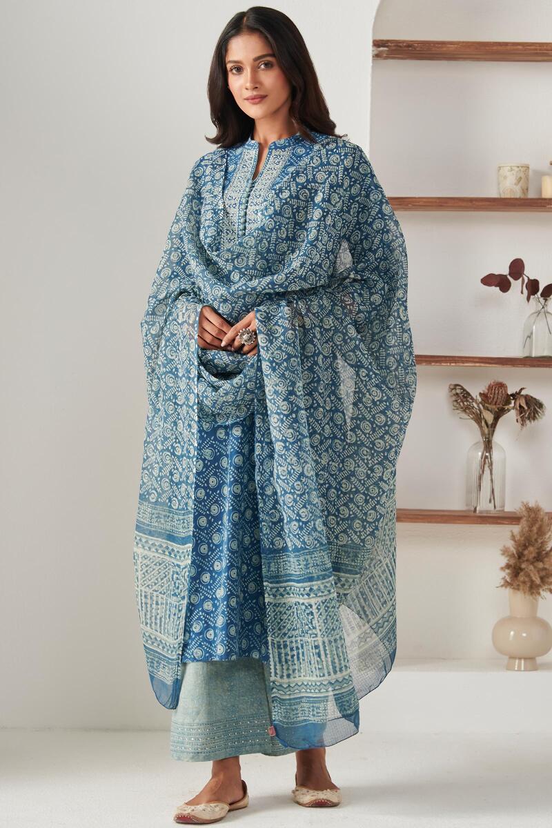 Indigo Block Printed Cotton Farsi