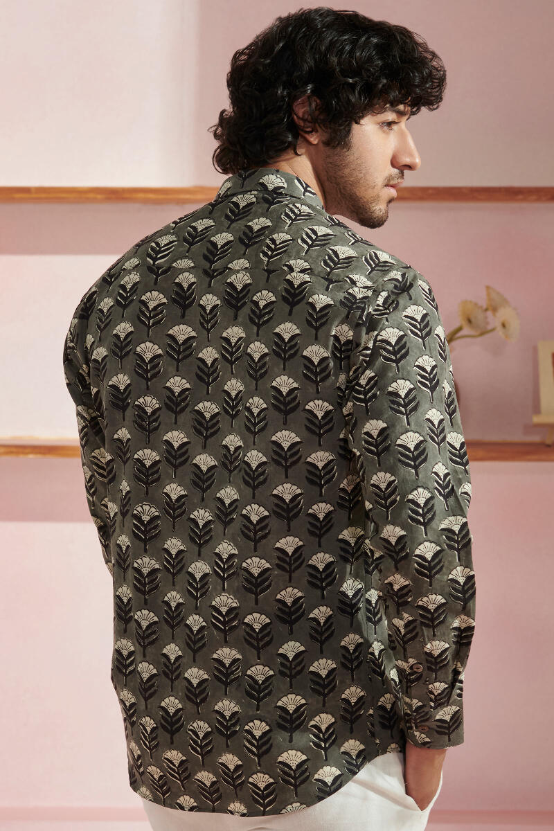 Black Block Printed Cotton Shirt