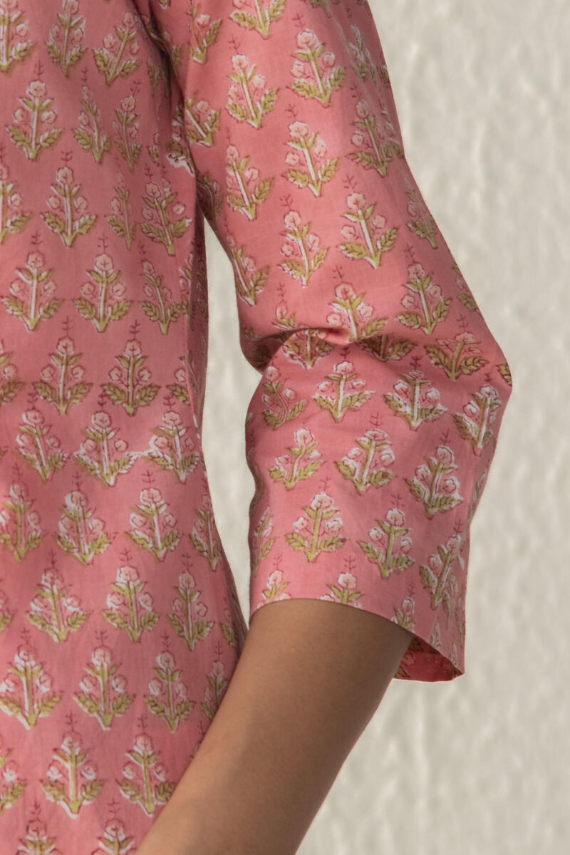 Pink Block Printed Cotton Loungewear Set