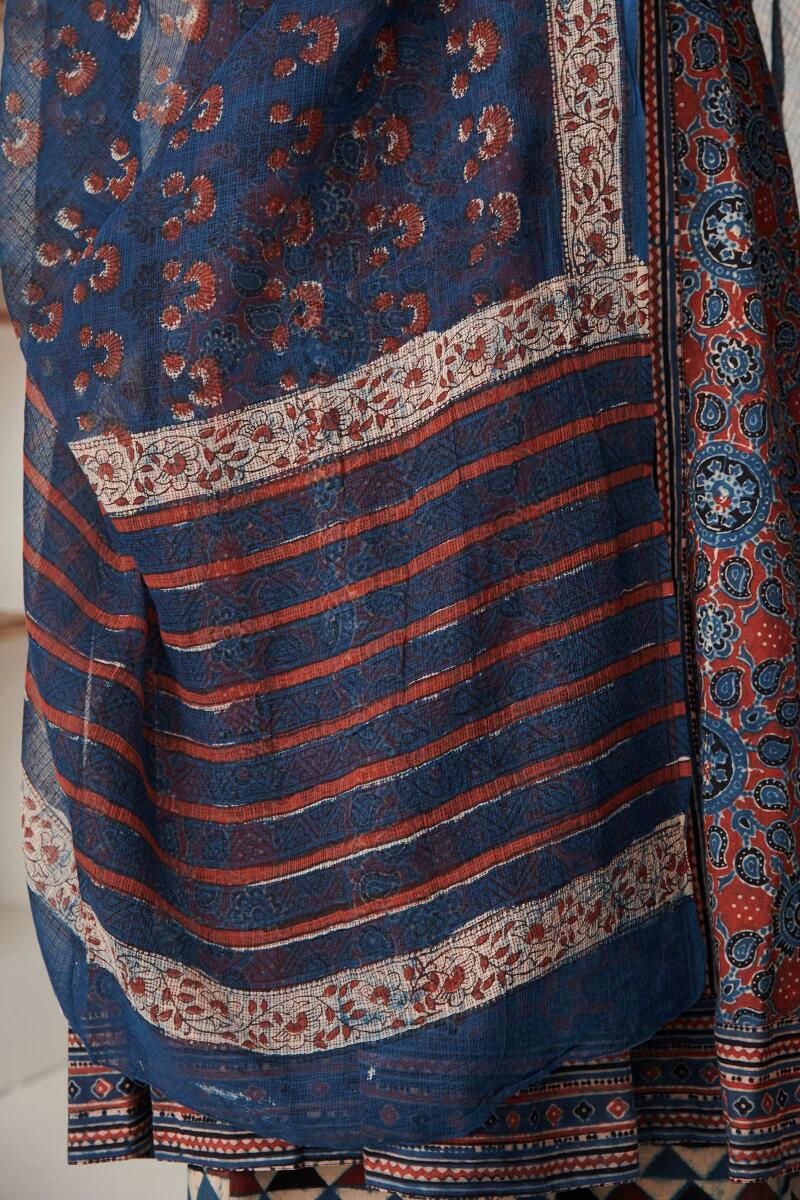 Indigo Block Printed Kota Dupatta