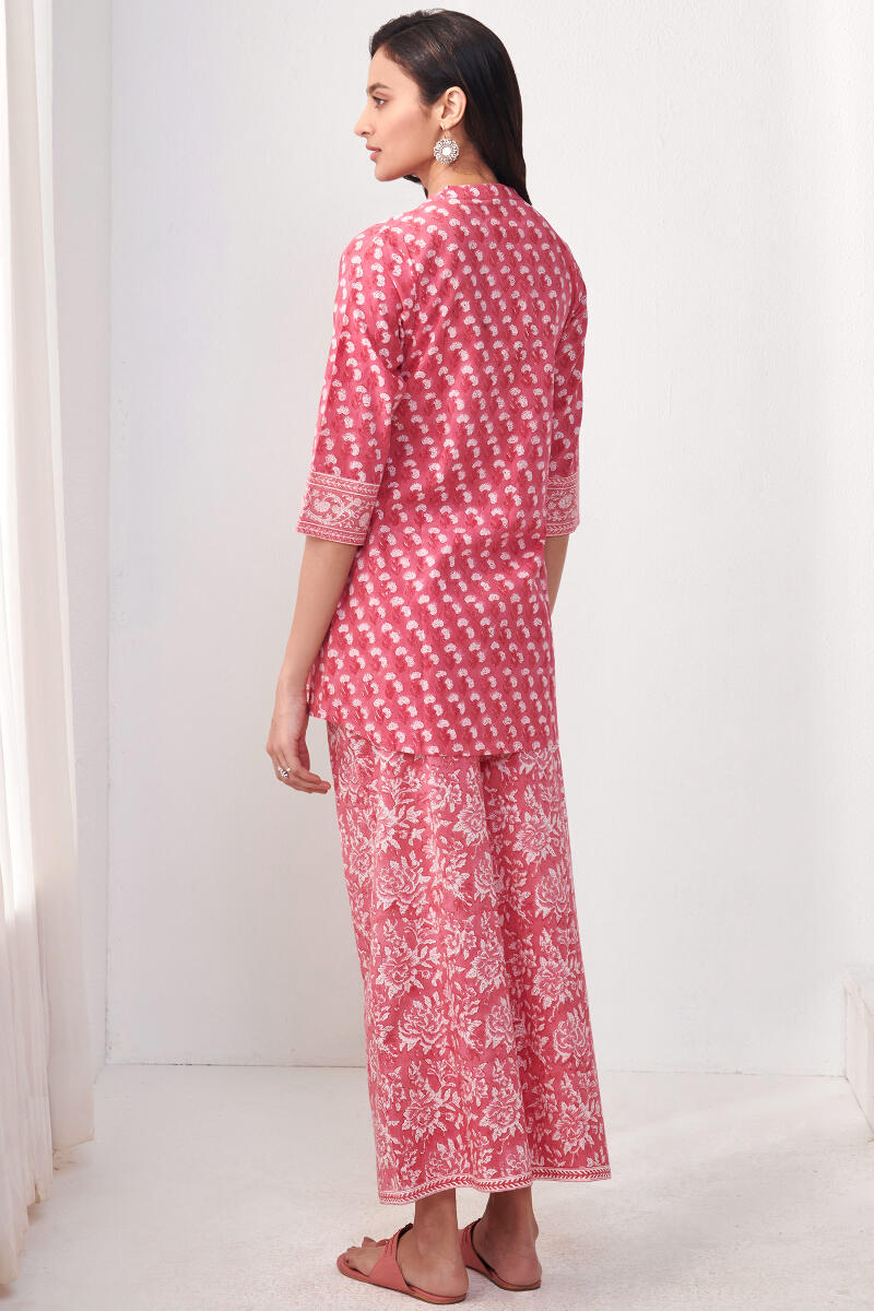 Pink Hand Block Printed Cotton Loungewear Set