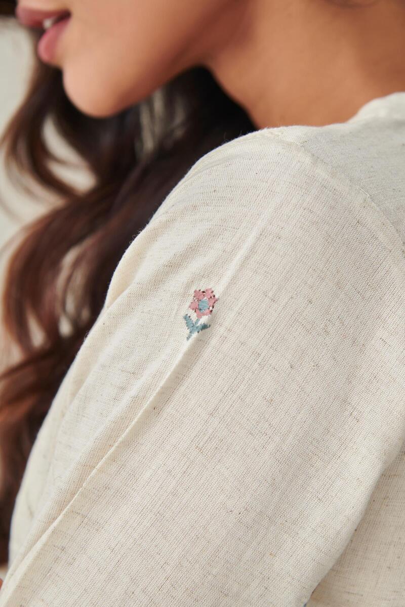 Beige Handcrafted Cotton Top