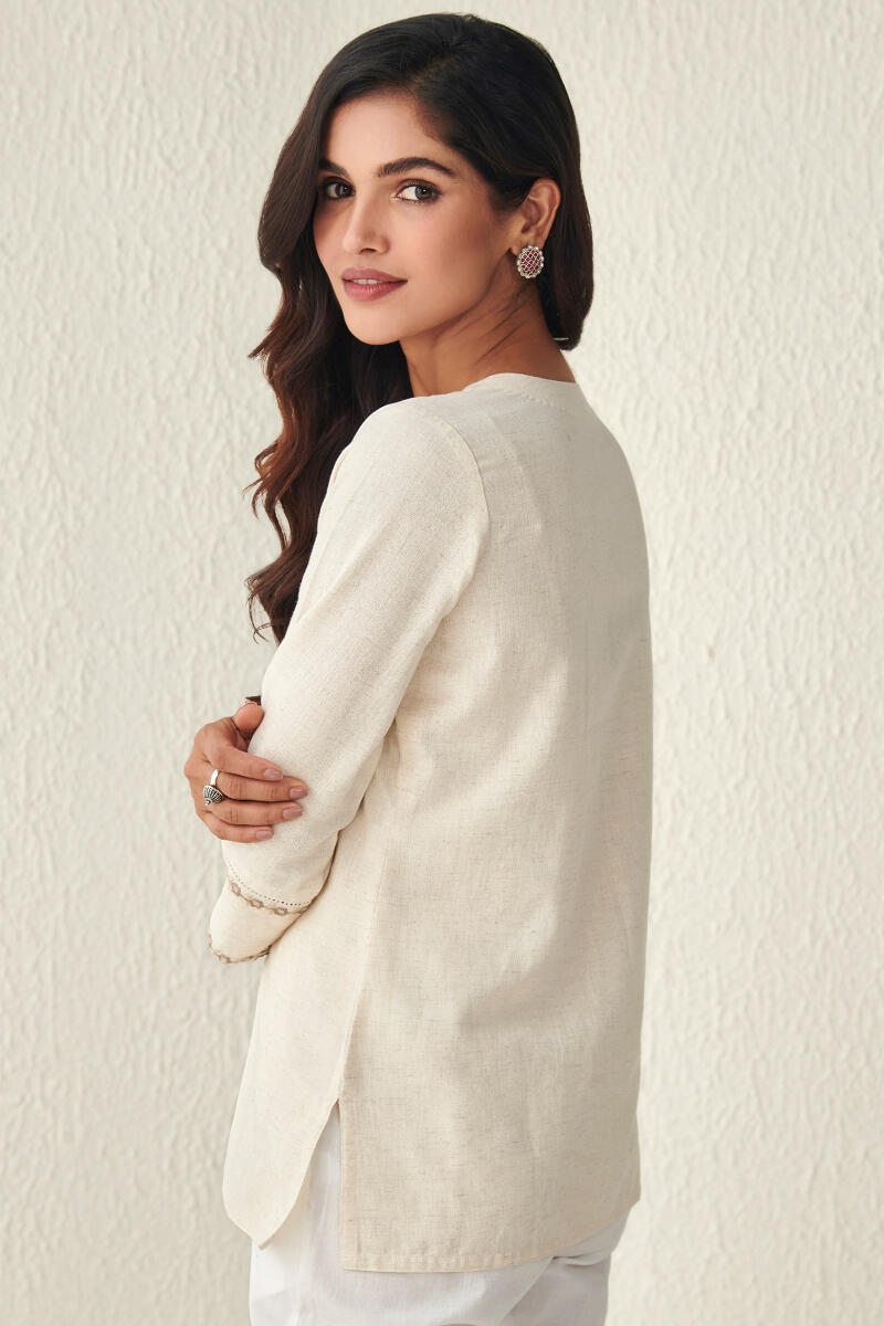 Beige Handcrafted Cotton Top
