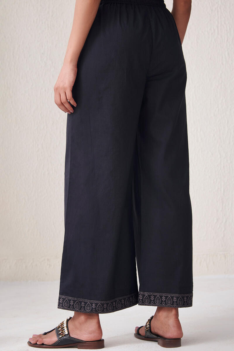 Black Handcrafted Cotton Farsi Pants