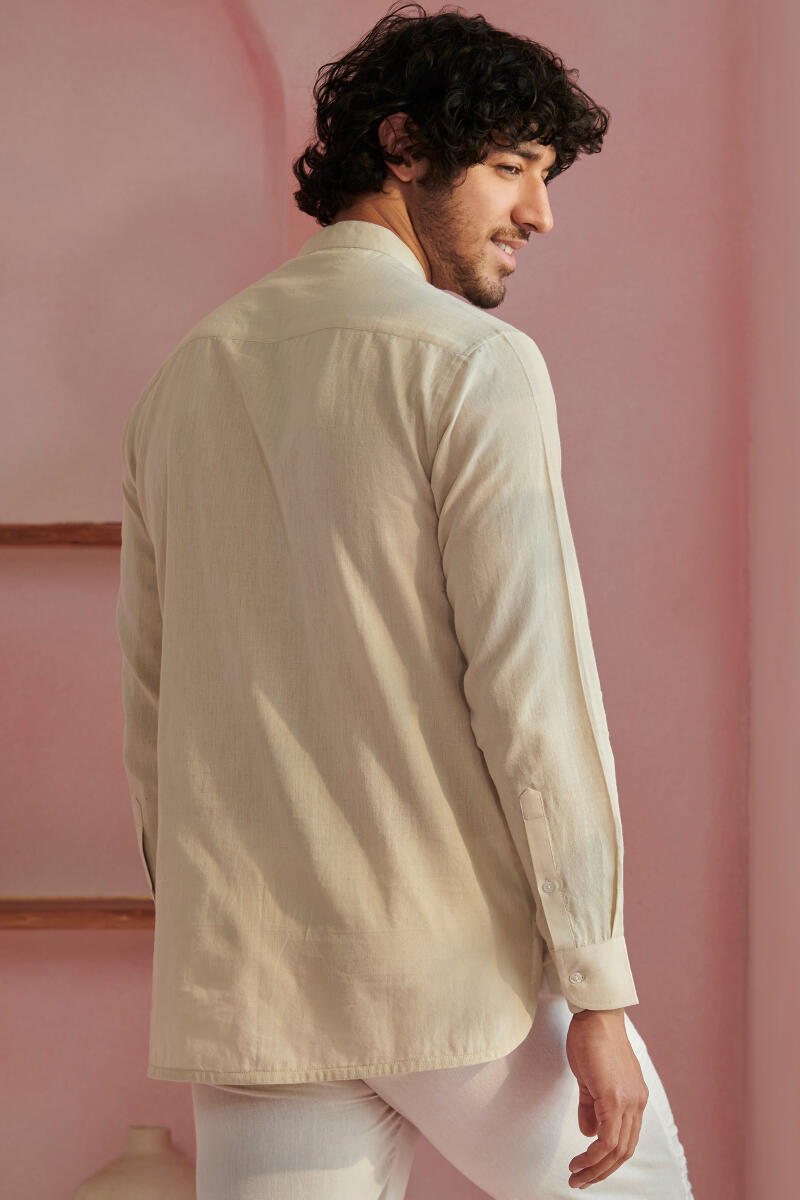 Beige Handcrafted Cotton Shirt
