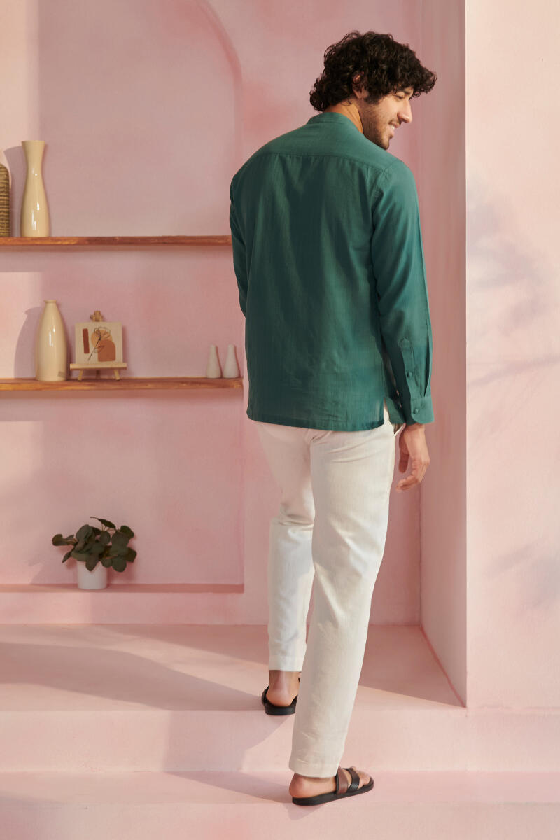 Green Handcrafted Cotton Shirt