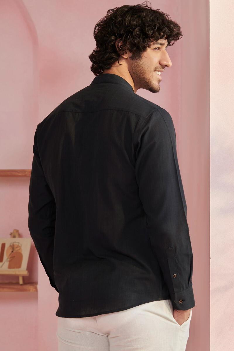 Black Handcrafted Cotton Shirt