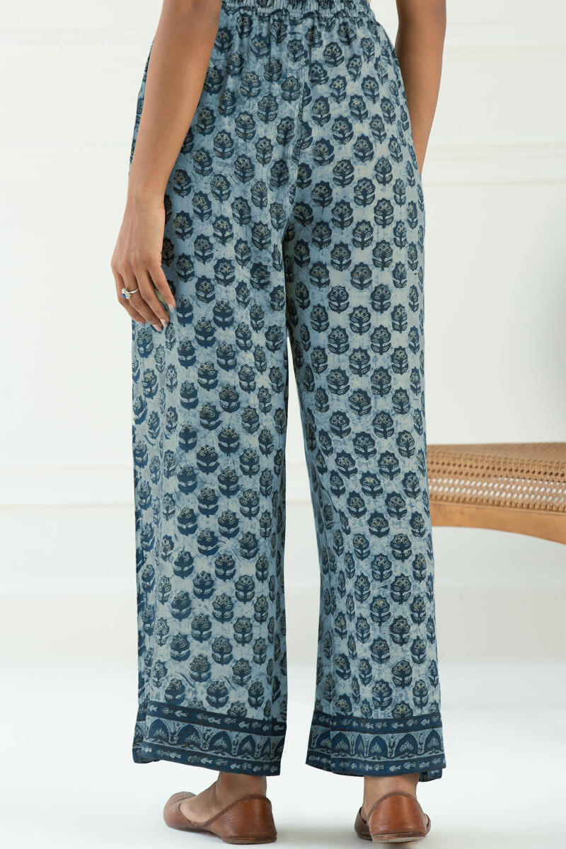 Indigo Block Printed Cotton Modal Farsi