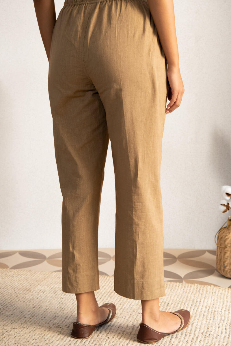 Brown Handcrafted Cotton Pants