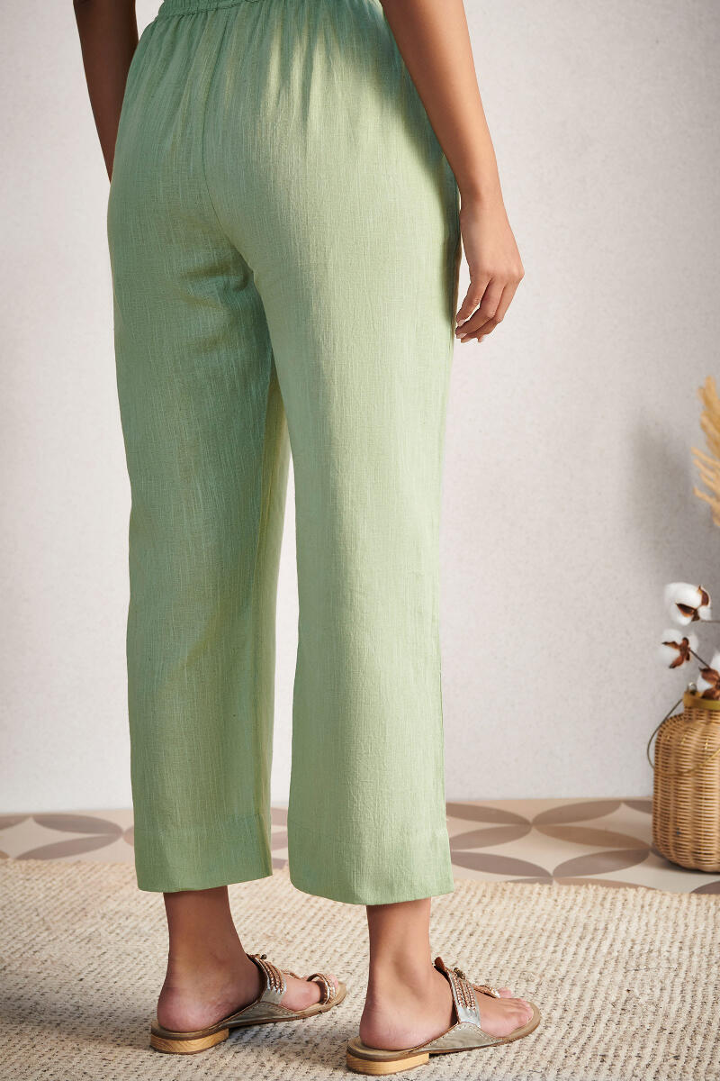 Green Handcrafted Cotton Pants