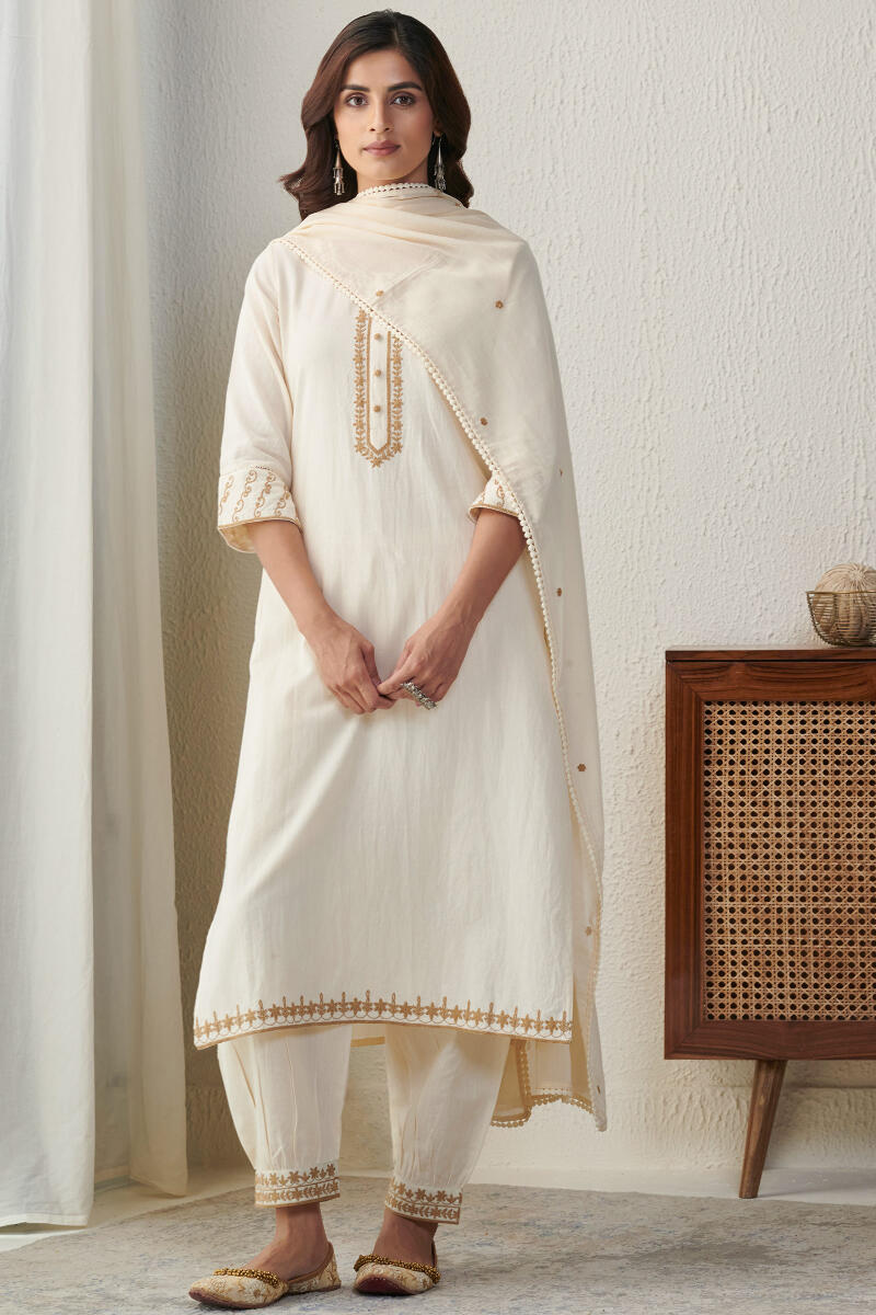 Yellow Handcrafted Straight Handloom Kurta