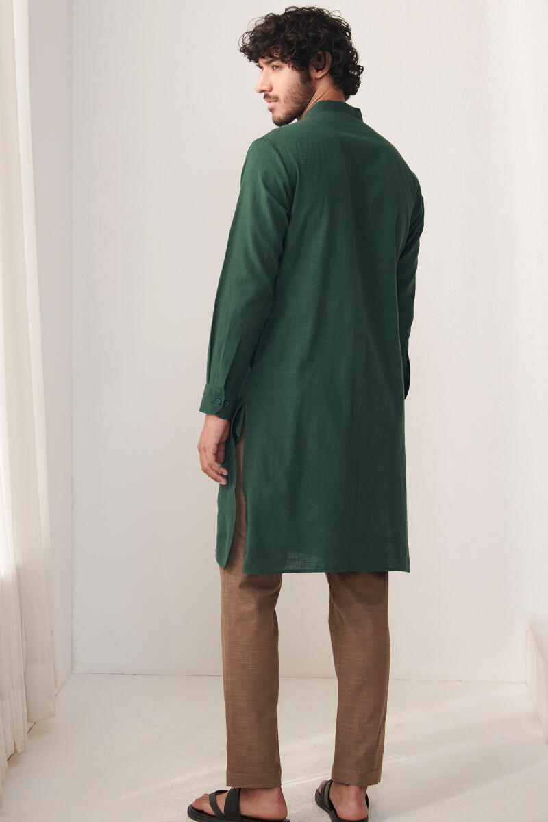 Green Handcrafted Cotton Kurta