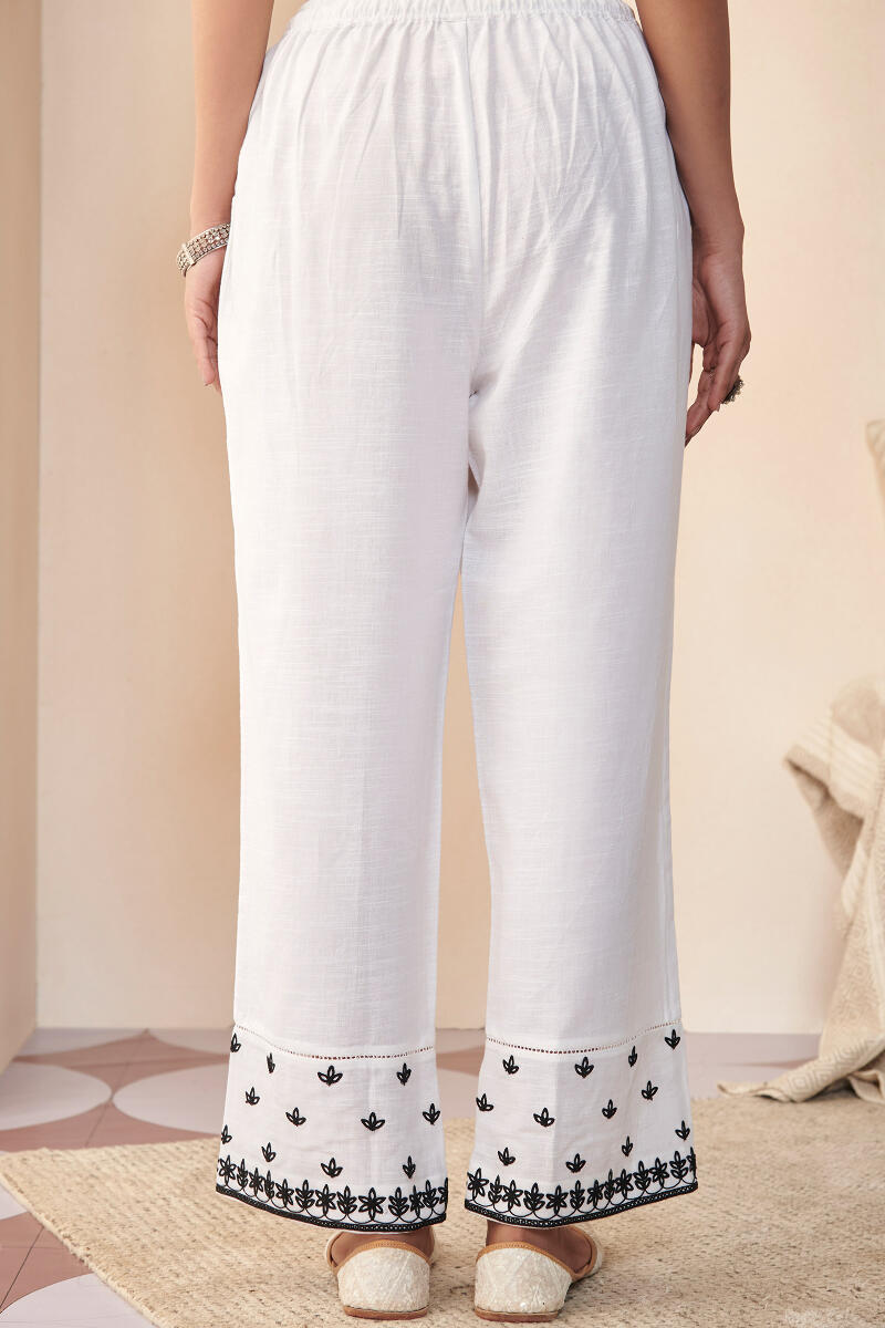 White Handcrafted Cotton Farsi Pants