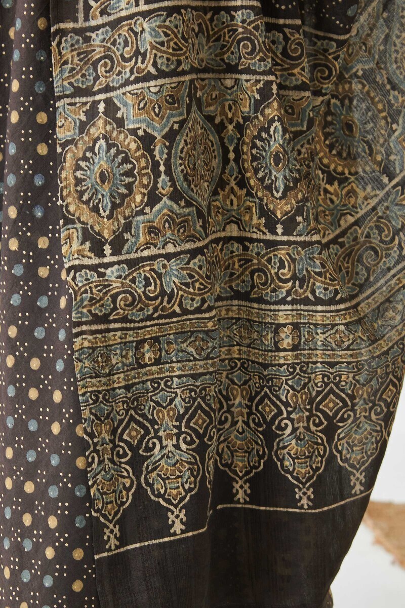 Green Hand Block Printed Cotton Dupatta