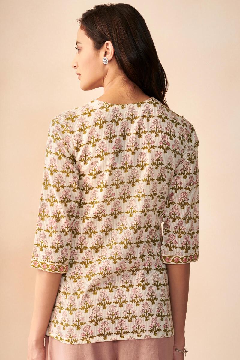 Off-White Hand Block Printed Cotton Top