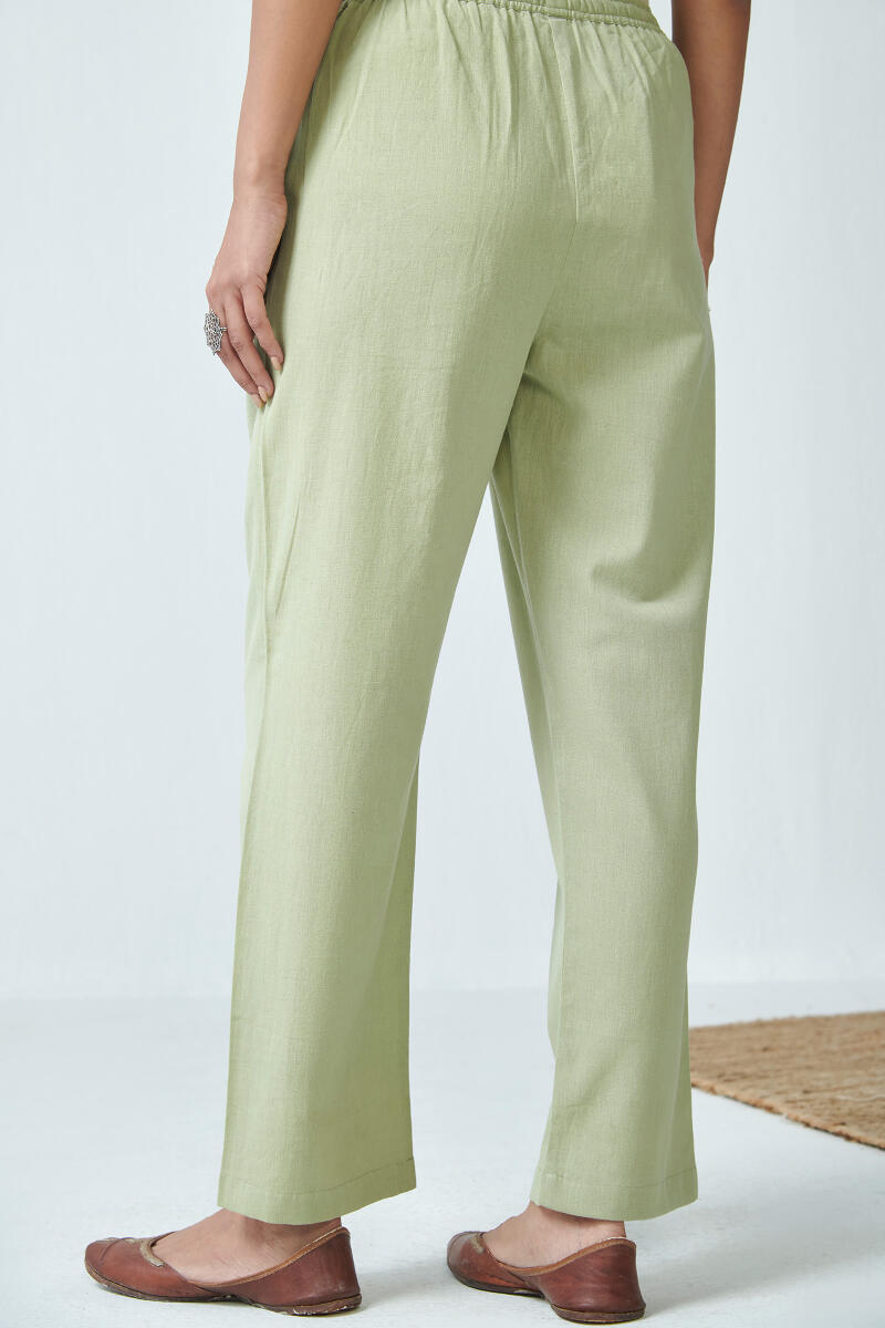 Green Handcrafted Cotton Pants