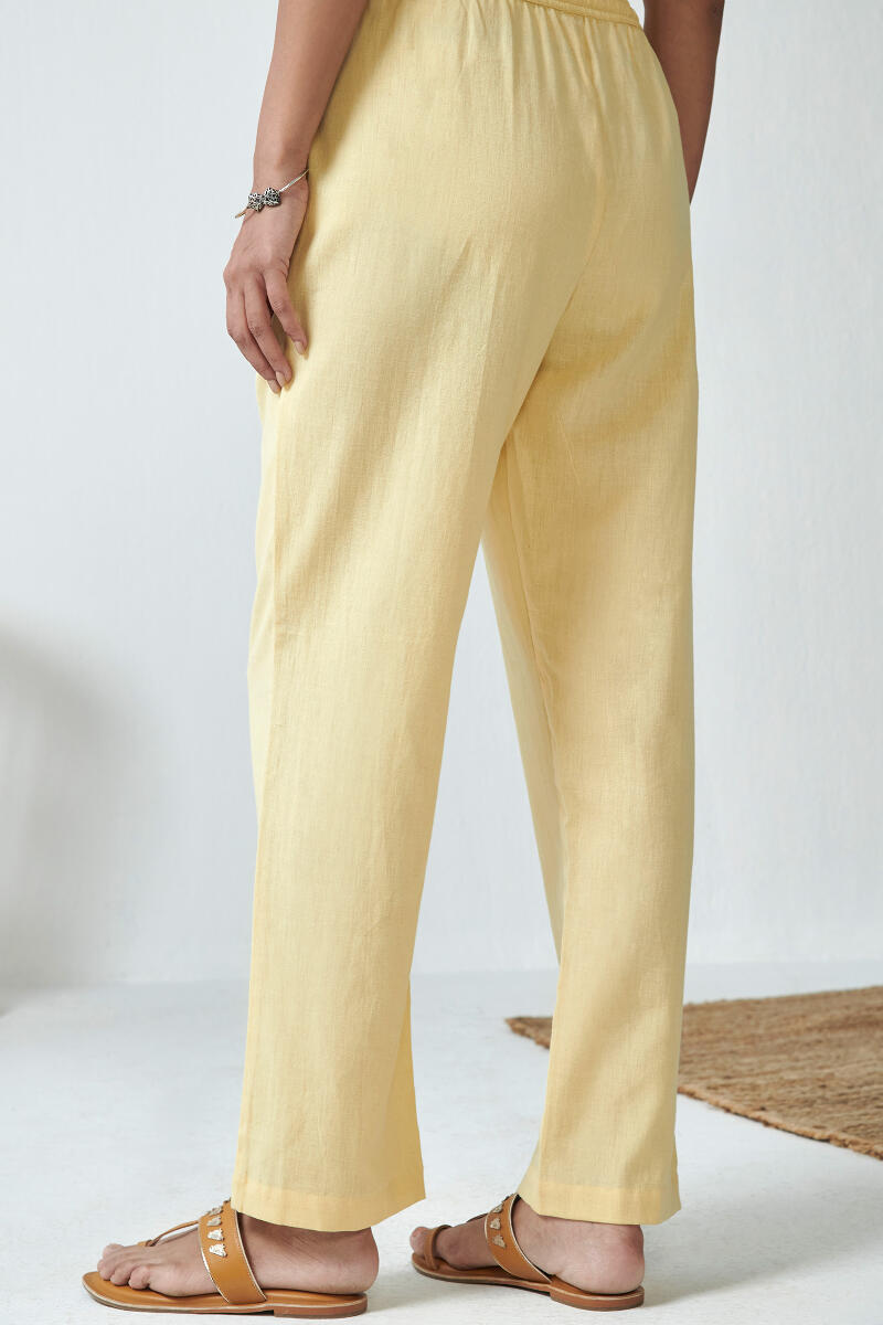 Yellow Handcrafted Cotton Pants