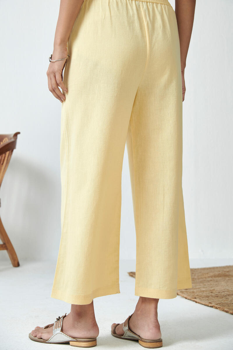Yellow Handcrafted Cotton Farsi Pants