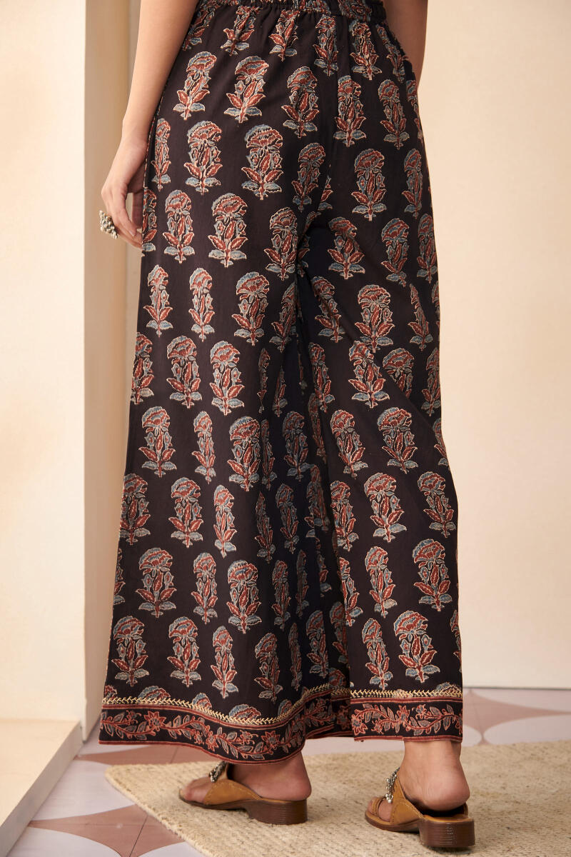 Black Hand Block Printed Cotton Palazzo