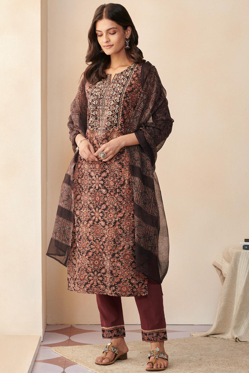Ajrak Hand Block Printed Cotton Narrow Pants
