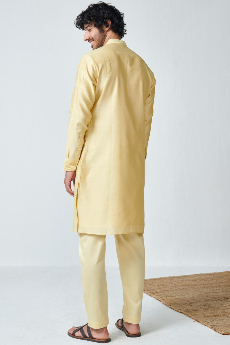 Yellow Handcrafted Chanderi Kurta