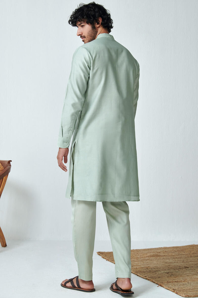 Green Handcrafted Chanderi Kurta