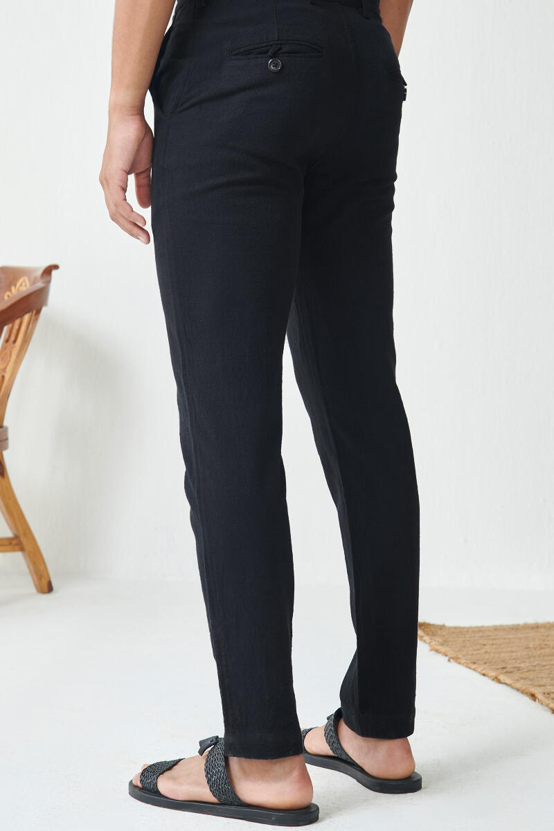 Black Handcrafted Cotton Pants