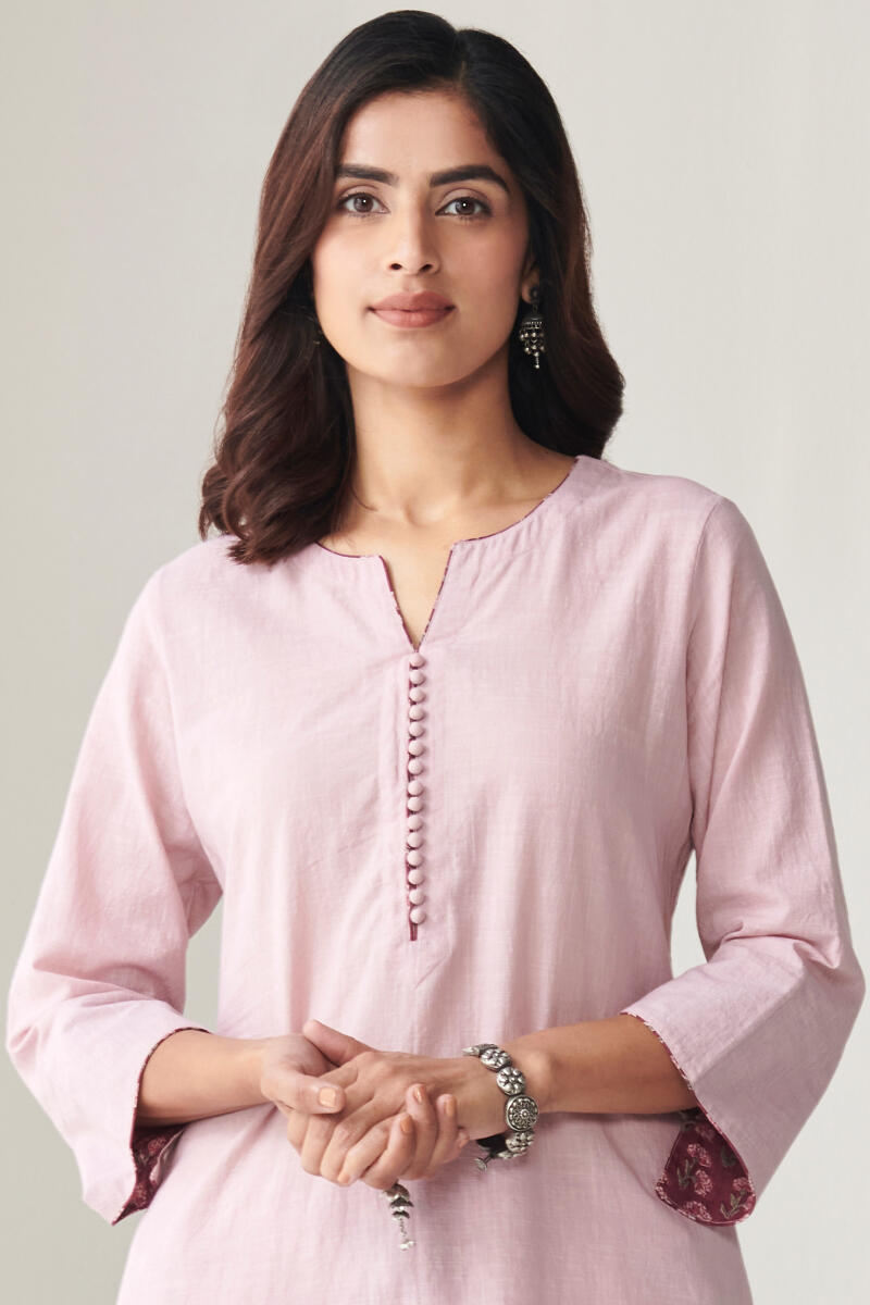 Purple Handcrafted A-Line Cotton Kurta