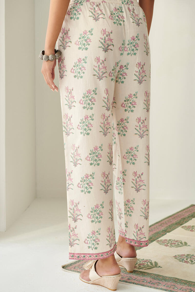 Off-White Hand Block Printed Cotton Farsi