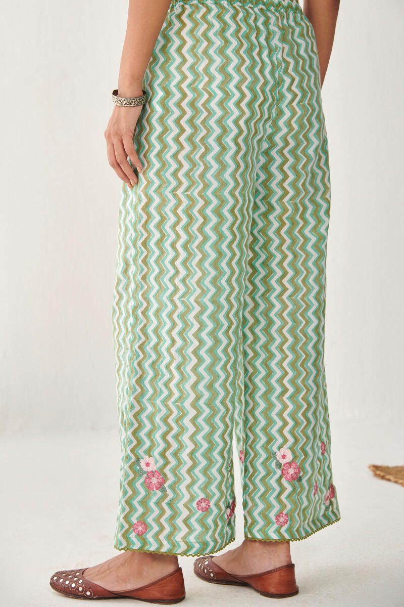 Green Hand Block Printed Cotton Farsi