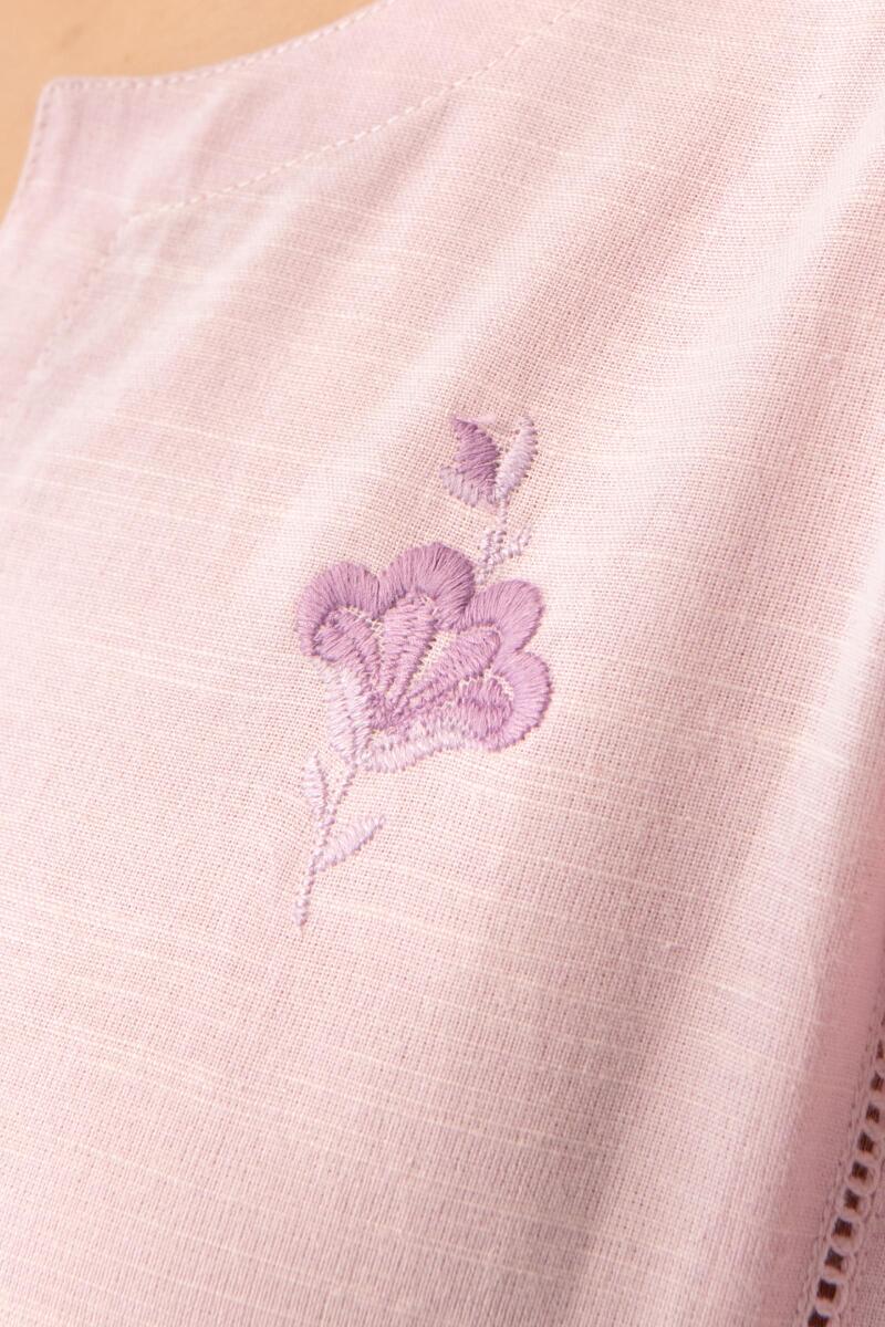 Purple Handcrafted Straight Cotton Kurta