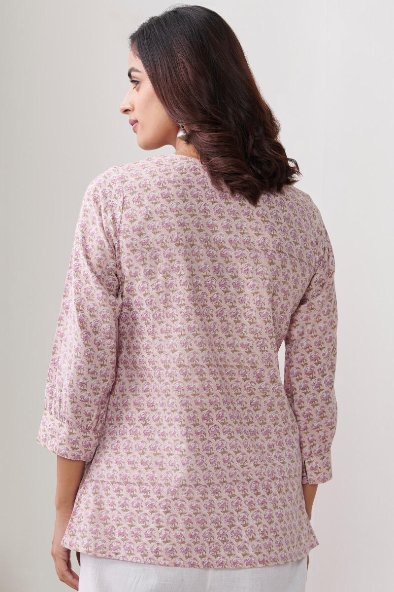Purple Hand Block Printed Cotton Top