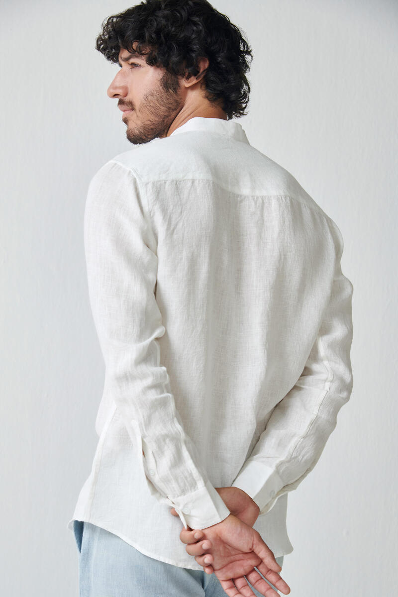 White Handcrafted Linen Shirt