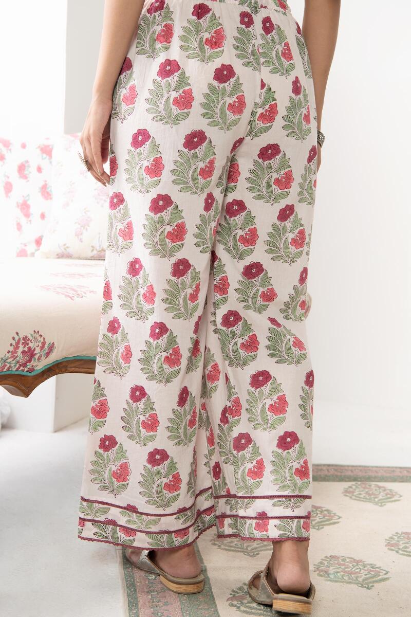 Off-White Hand Block Printed Cotton Farsi