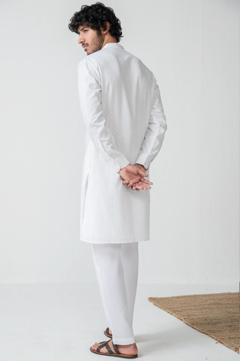 White Handcrafted Cotton Kurta