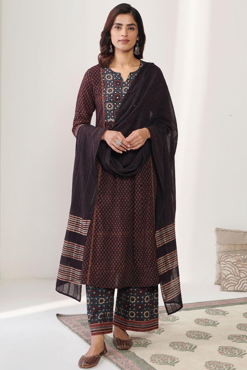 Ajrak Hand Block Printed A-Line Cotton Kurta