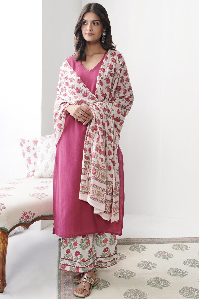 Maroon Handcrafted Straight Cotton Kurta