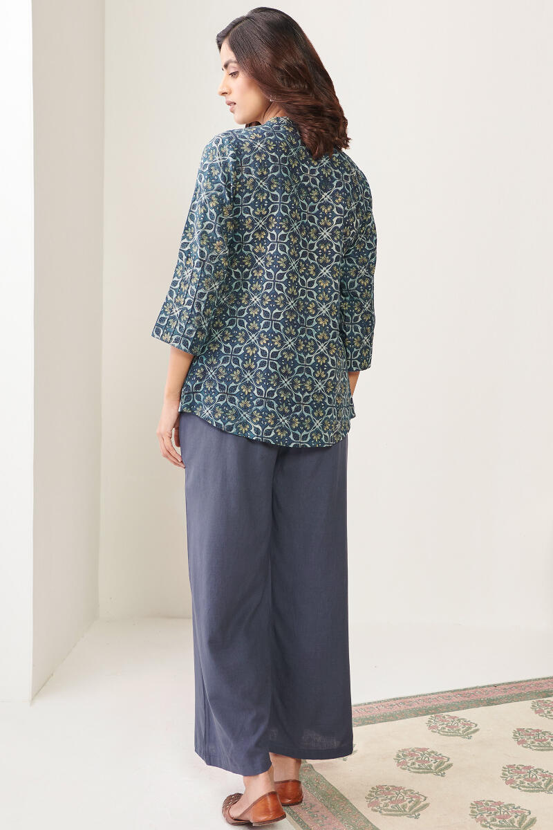 Indigo Hand Block Printed Cotton Top