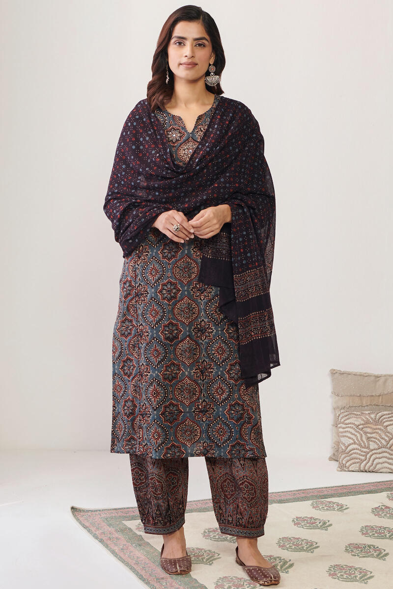 Ajrak Hand Block Printed Cotton Izhaar Pants