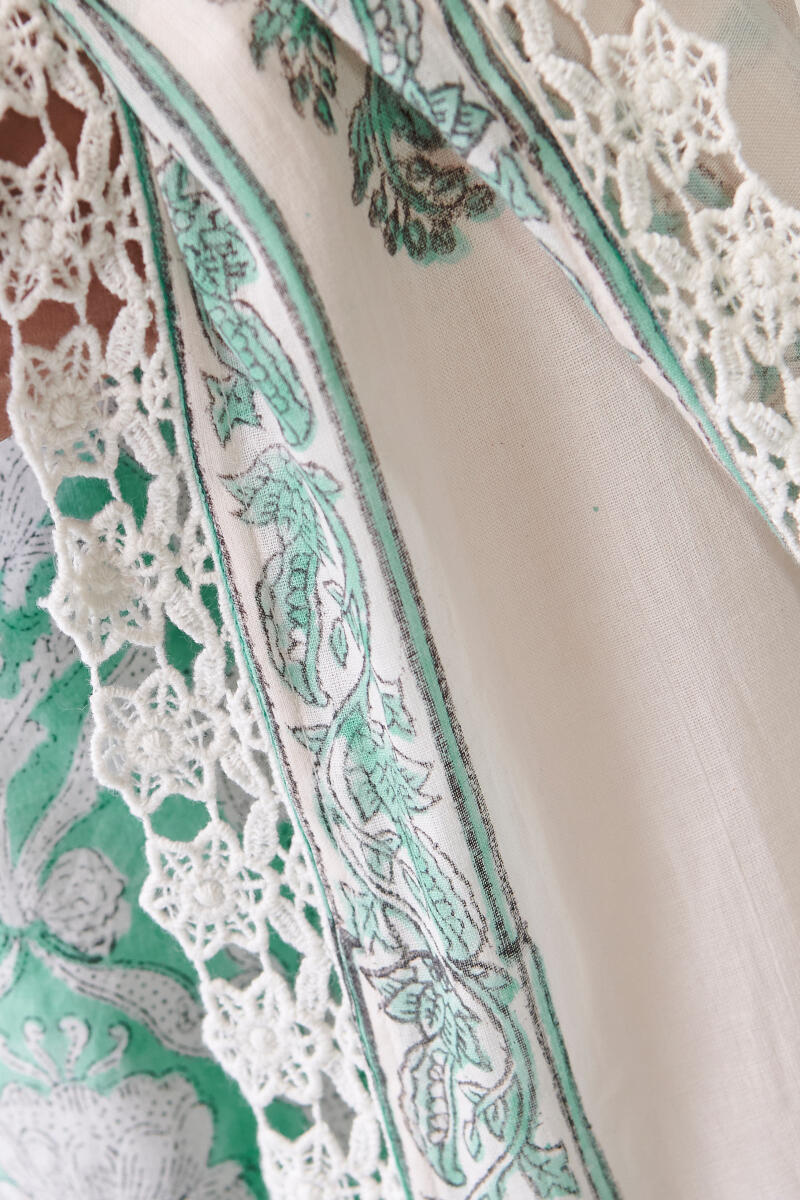 White Hand Block Printed Cotton Dupatta