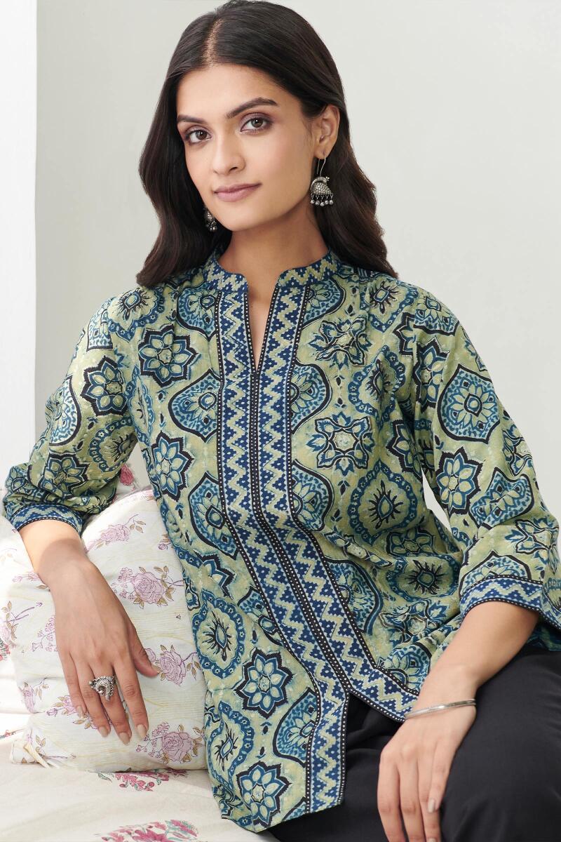 Indigo Hand Block Printed Cotton Top