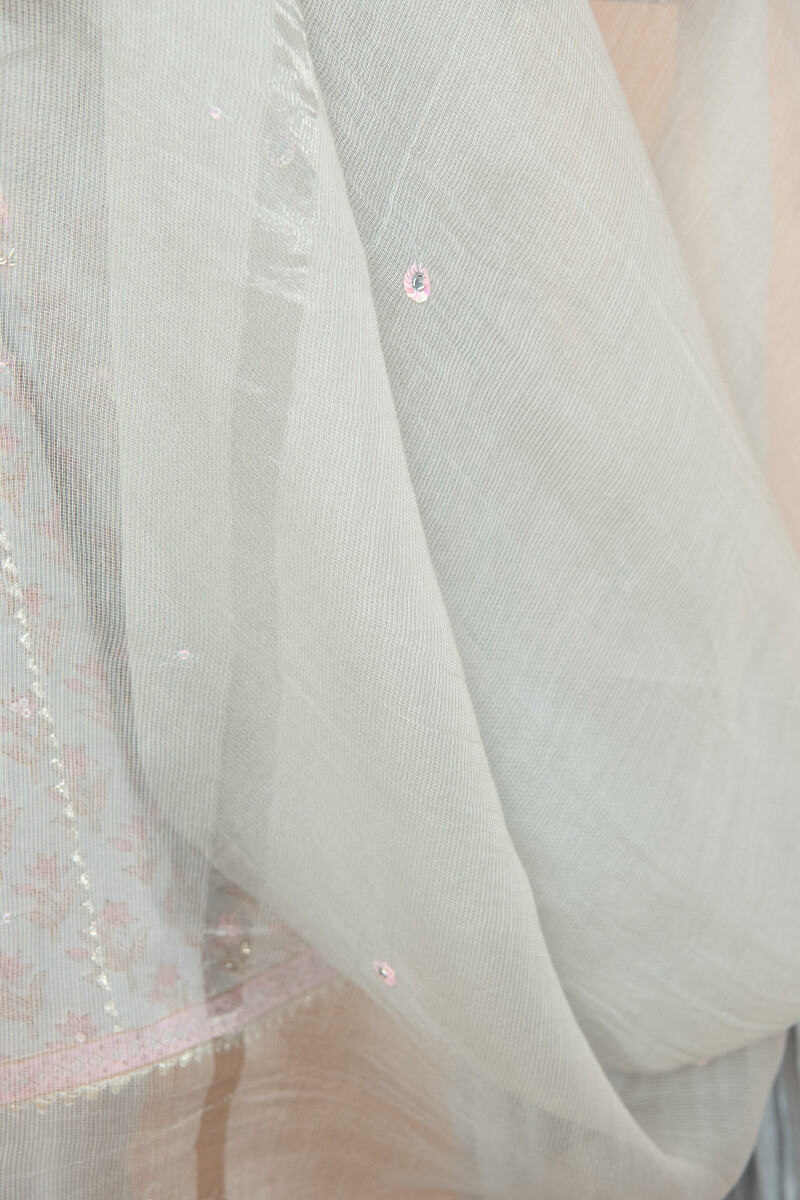 Blue Handcrafted Cotton Silk Dupatta