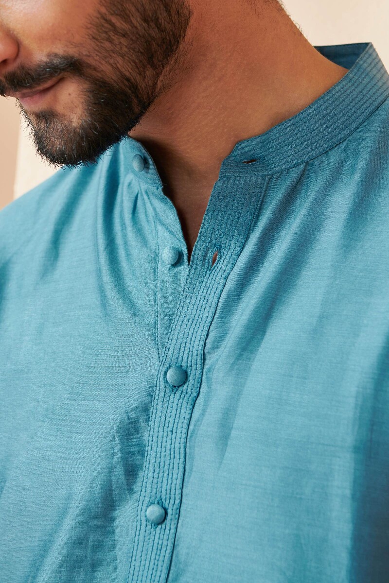 Blue Handcrafted Chanderi Kurta