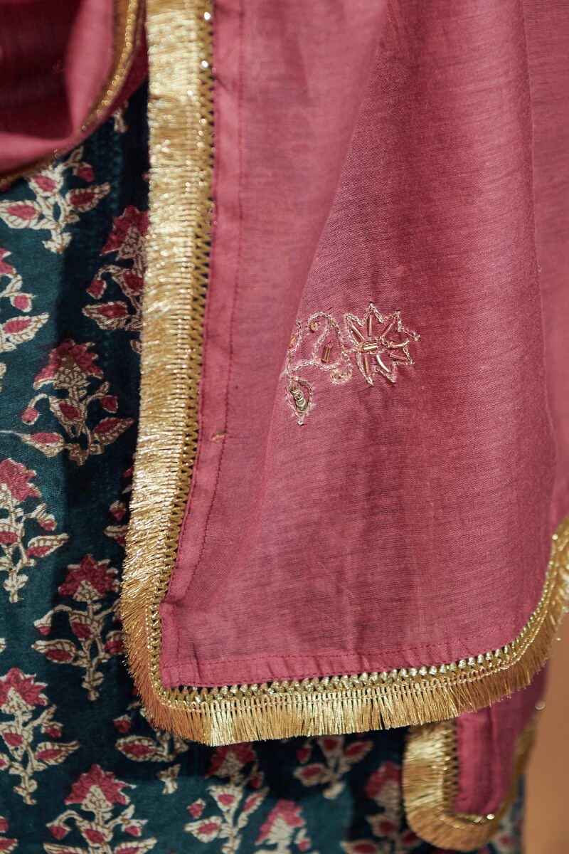 Maroon Handcrafted Cotton Silk Dupatta